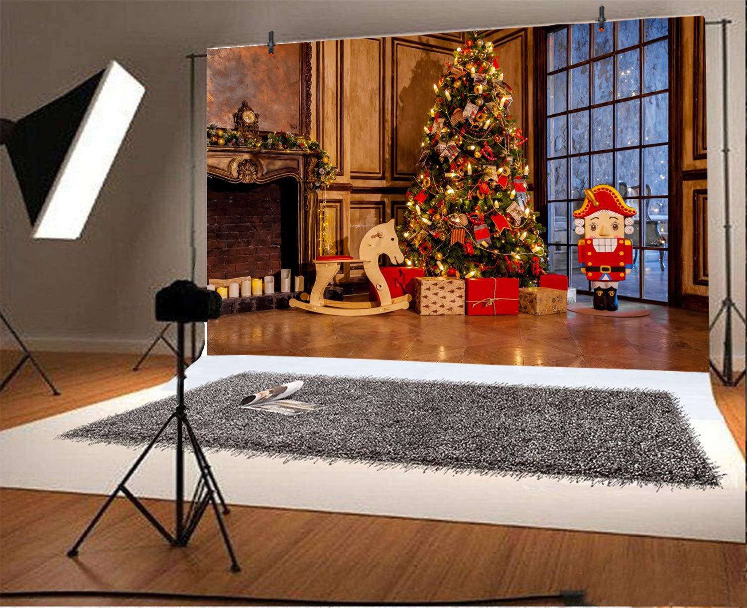 Amazon | Qinunipoto クリスマス Merry Christmas 写真撮影用 背景布